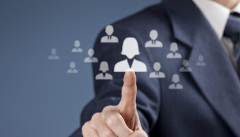 Human resources officer realize gender equality by choosing woman employee. CRM, data mining and gender equality quotes concept also.